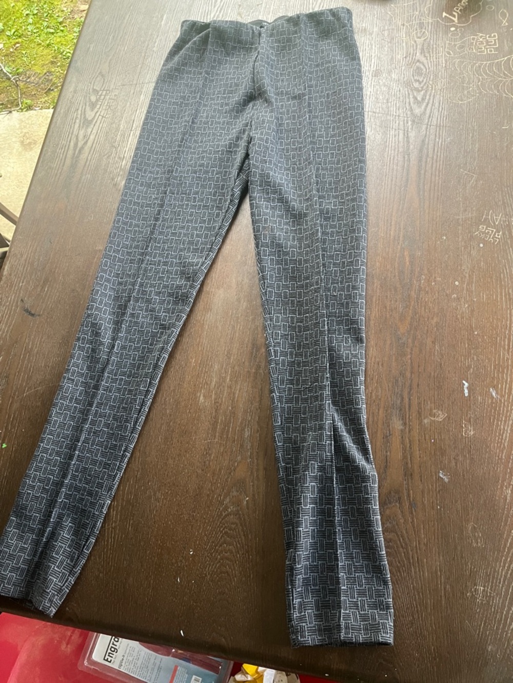 Very J Black Geometric Print Slim Trousers